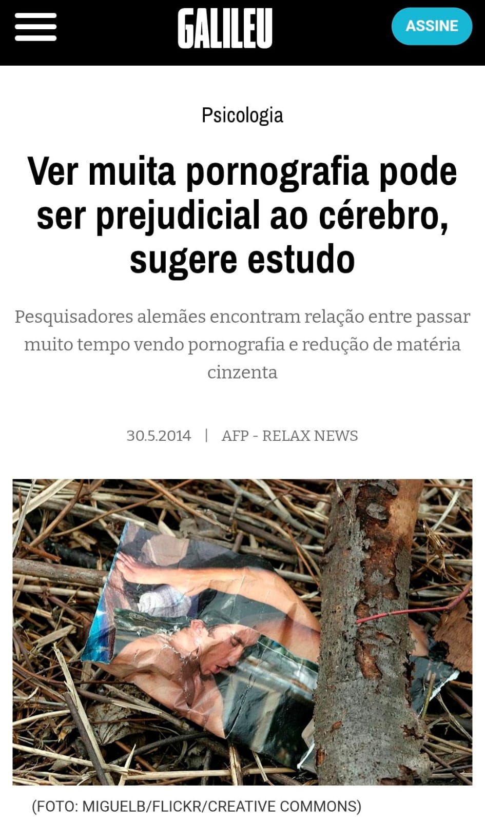 Reportagem da Revista Galileu: Ver muita pornografia pode ser prejudicial ao cérebro, sugere estudo