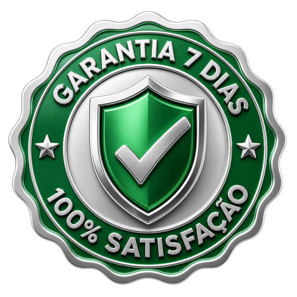 Selo de garantia de 7 dias, 100% de satisfação